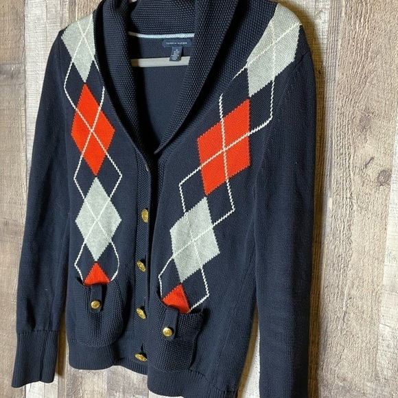 Tommy Hilfiger Argyle Button Up Sweater Cardigan - Picture 3 of 7